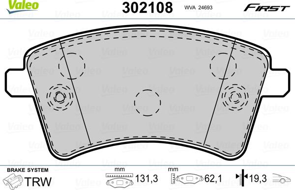 Valeo 302108 - Set placute frana,frana disc parts5.com