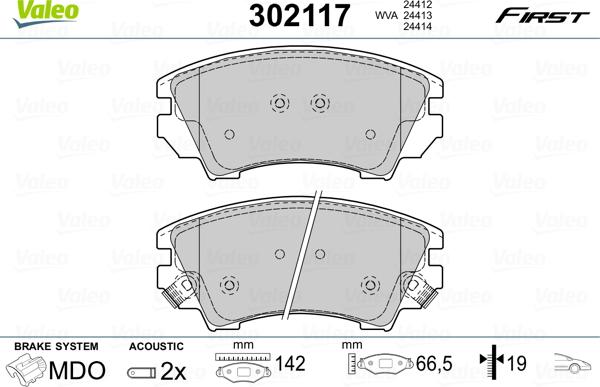 Valeo 302117 - Set placute frana,frana disc parts5.com