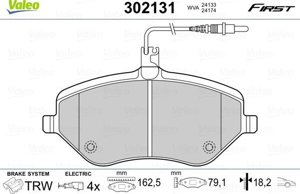 Valeo 302131 - Brake Pad Set, disc brake parts5.com