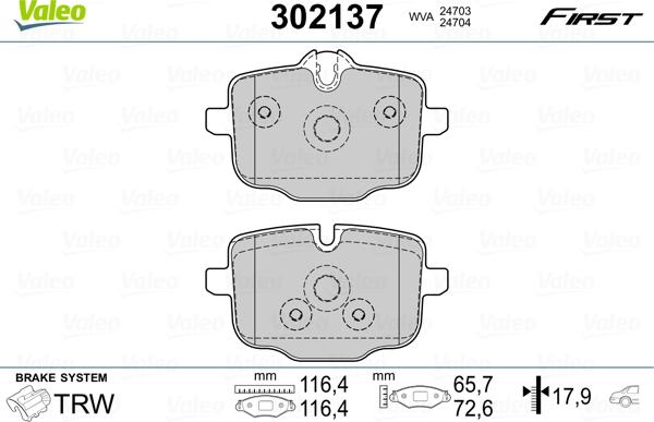 Valeo 302137 - Комплект спирачно феродо, дискови спирачки parts5.com