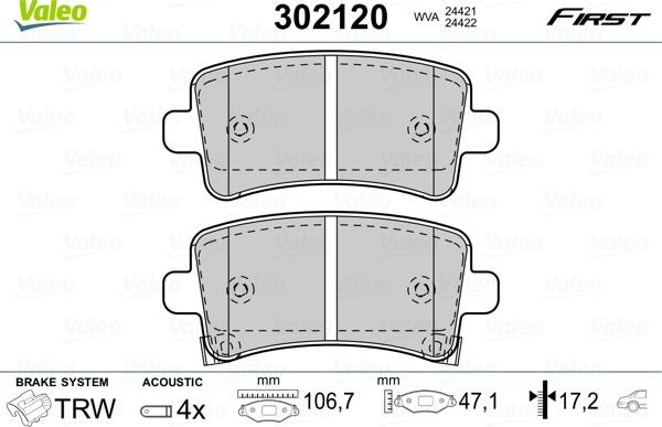 Valeo 302120 - Set placute frana,frana disc parts5.com