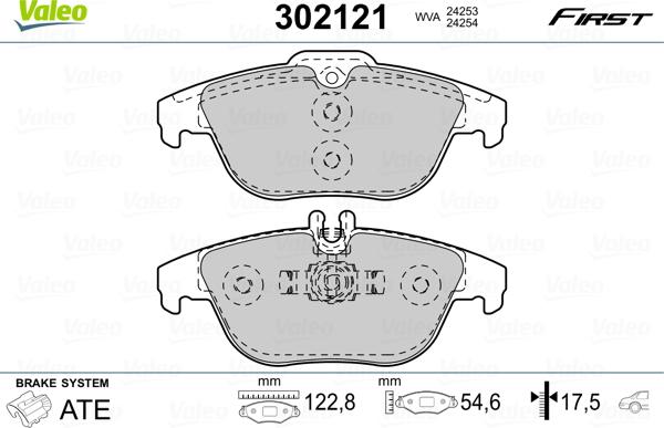 Valeo 302121 - Sada brzdových platničiek kotúčovej brzdy parts5.com