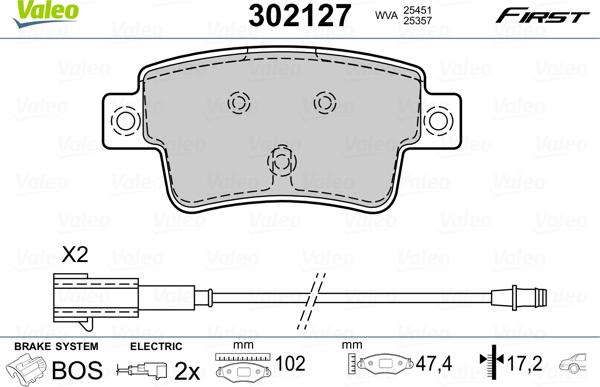 Valeo 302127 - Set placute frana,frana disc parts5.com