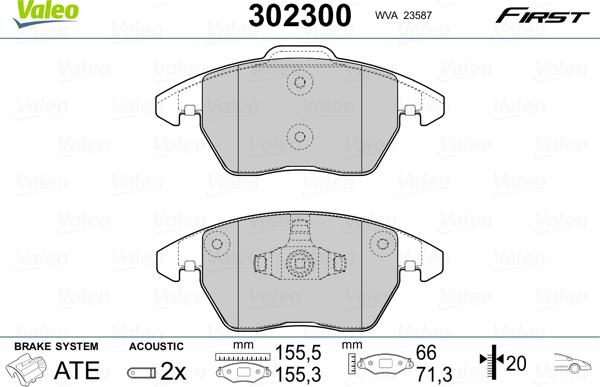 Valeo 302300 - Juego de pastillas de freno parts5.com