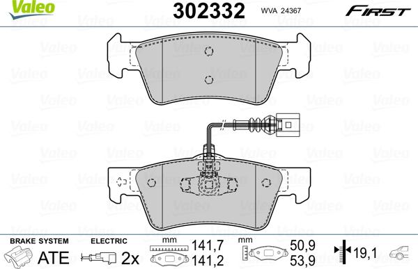 Valeo 302332 - Brake Pad Set, disc brake parts5.com