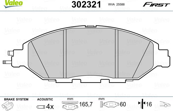 Valeo 302321 - Jarrupala, levyjarru parts5.com