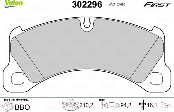 Valeo 302296 - Set placute frana,frana disc parts5.com