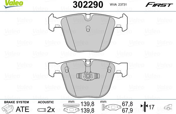 Valeo 302290 - Set placute frana,frana disc parts5.com