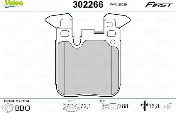 Valeo 302266 - Kit de plaquettes de frein, frein à disque parts5.com