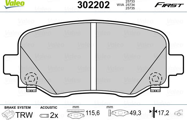 Valeo 302202 - Set placute frana,frana disc parts5.com