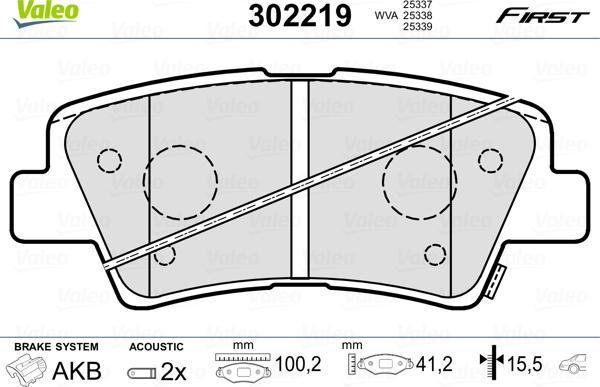 Valeo 302219 - Fren balata seti, diskli fren parts5.com