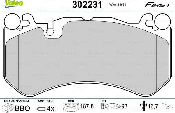 Valeo 302231 - Σετ τακάκια, δισκόφρενα parts5.com