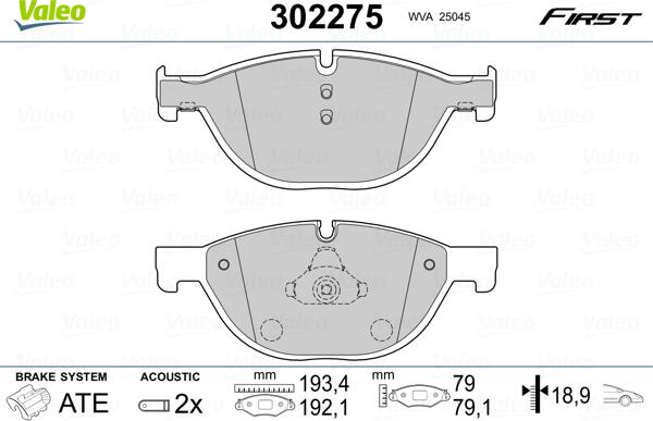 Valeo 302275 - Set placute frana,frana disc parts5.com