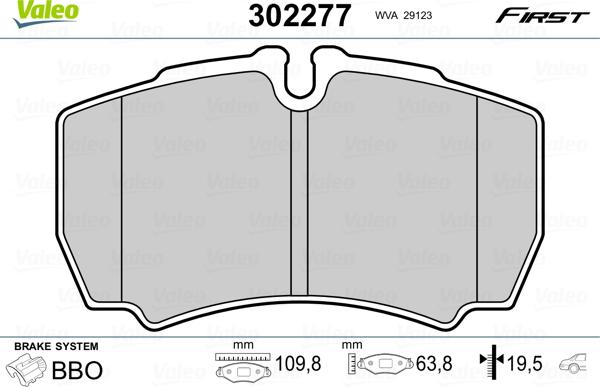 Valeo 302277 - Σετ τακάκια, δισκόφρενα parts5.com