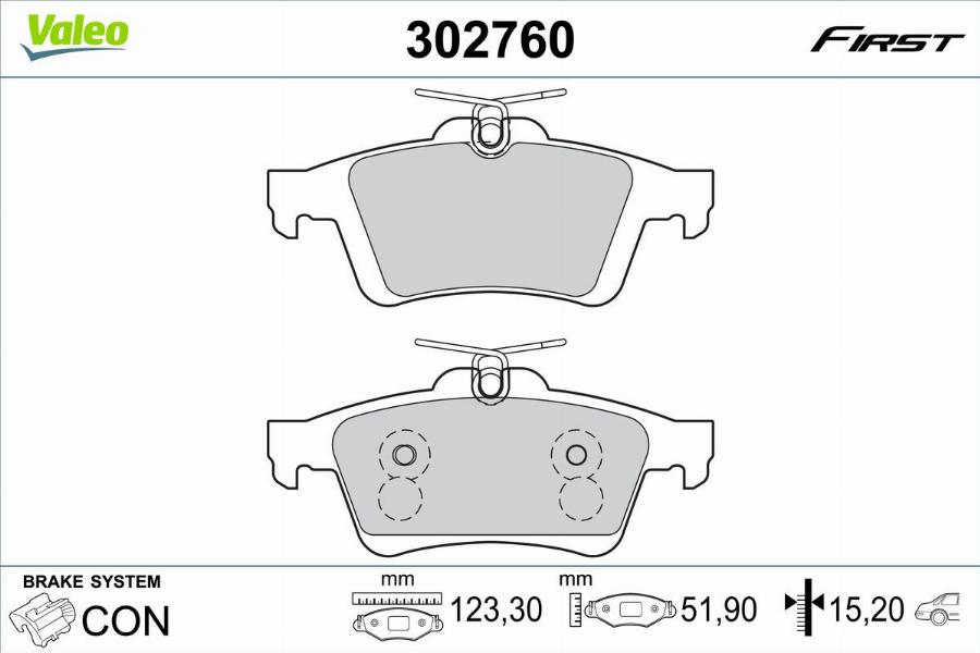 Valeo 302760 - Fékbetétkészlet, tárcsafék parts5.com