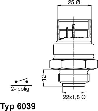 WAHLER 6039.95D - Temperature Switch, radiator / air conditioner fan parts5.com