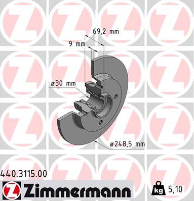 Zimmermann 440.3115.00 - Disque de frein parts5.com