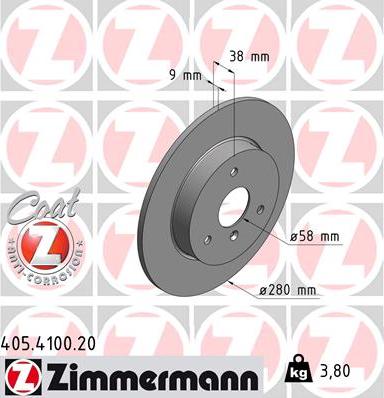 Zimmermann 405.4100.20 - Tarcza hamulcowa parts5.com