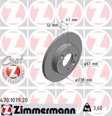 Zimmermann 470.1079.20 - Bremsscheibe parts5.com