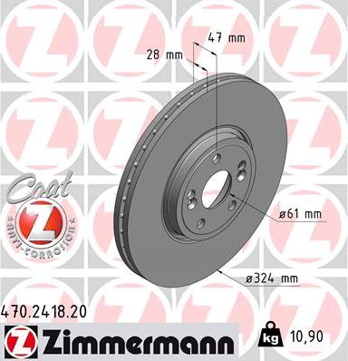 Zimmermann 470.2418.20 - Tarcza hamulcowa parts5.com