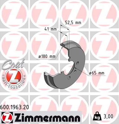 Zimmermann 600.1963.20 - Brake Drum parts5.com