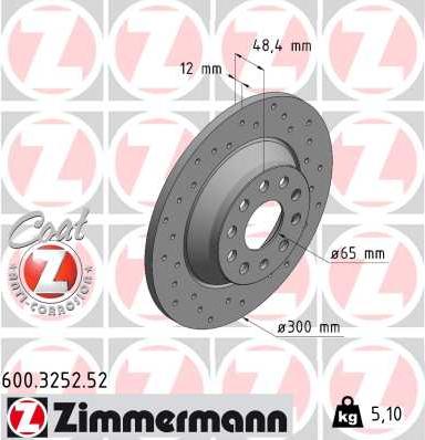 Zimmermann 600.3252.52 - Zavorni kolut parts5.com