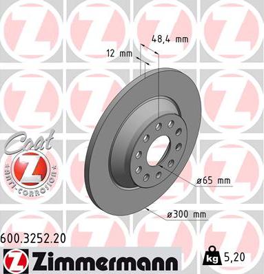 Zimmermann 600.3252.20 - Kočioni disk parts5.com