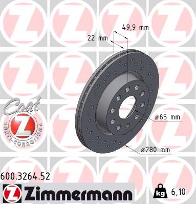 Zimmermann 600.3264.52 - Тормозной диск parts5.com