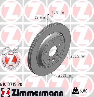 Zimmermann 610.3715.20 - Bremsscheibe parts5.com