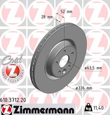 Zimmermann 610.3712.20 - Bremsscheibe parts5.com