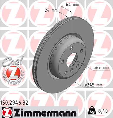 Zimmermann 150.2946.32 - Disco de freno parts5.com