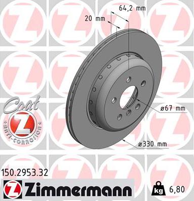 Zimmermann 150.2953.32 - Brake Disc parts5.com