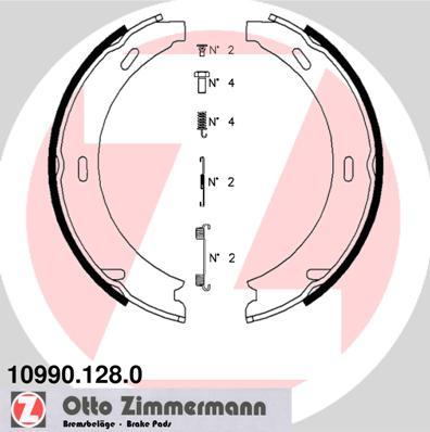 Zimmermann 10990.128.0 - Комплект спирачна челюст, ръчна спирачка parts5.com