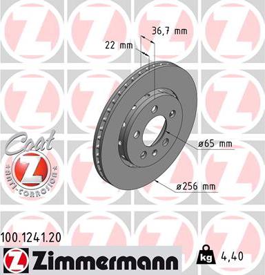 Zimmermann 100.1241.20 - Zavorni kolut parts5.com