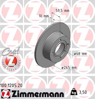 Zimmermann 100.1205.20 - Féktárcsa parts5.com