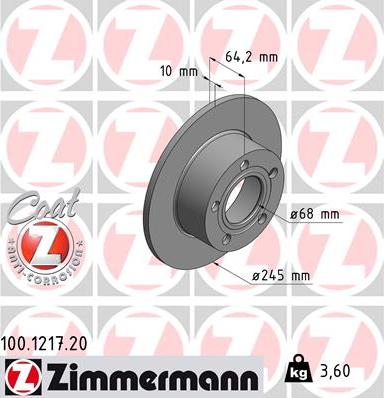 Zimmermann 100.1217.20 - Brake Disc parts5.com