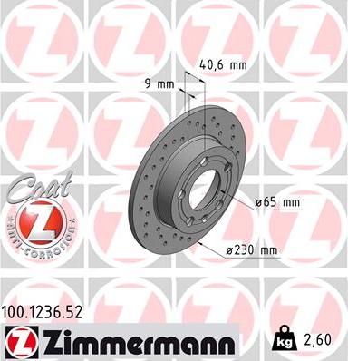 Zimmermann 100.1236.52 - Fren diski parts5.com