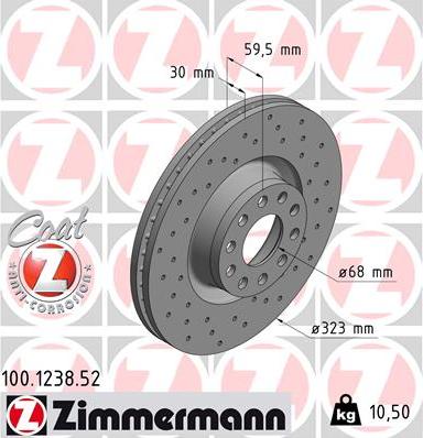 Zimmermann 100.1238.52 - Disco de freno parts5.com