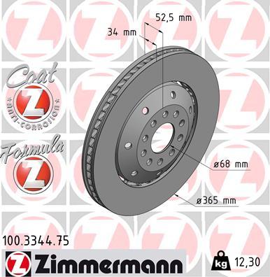 Zimmermann 100.3344.75 - Tarcza hamulcowa parts5.com