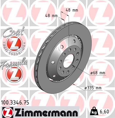 Zimmermann 100.3346.75 - Tarcza hamulcowa parts5.com