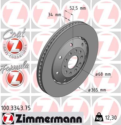 Zimmermann 100.3343.75 - Tarcza hamulcowa parts5.com