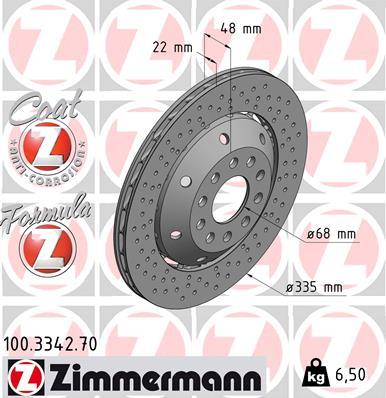 Zimmermann 100.3342.70 - Tarcza hamulcowa parts5.com