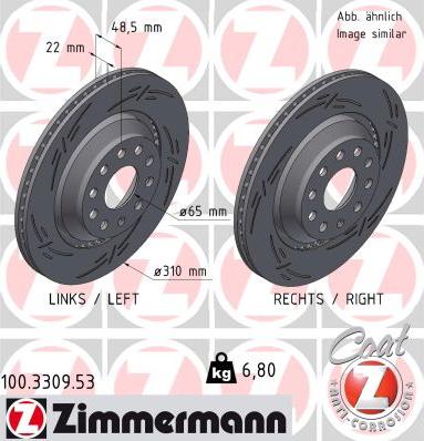 Zimmermann 100.3309.53 - Bremsscheibe parts5.com