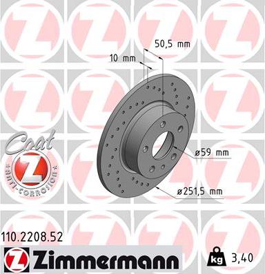 Zimmermann 110.2208.52 - Disc frana parts5.com