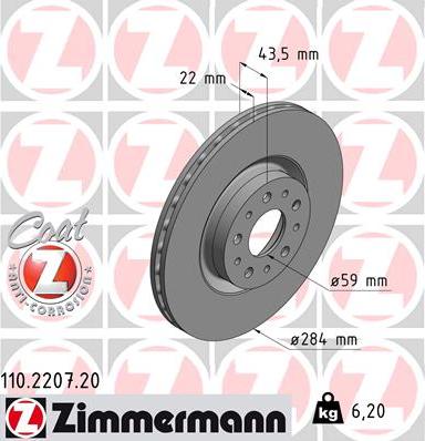 Zimmermann 110.2207.20 - Disc frana parts5.com