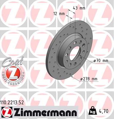 Zimmermann 110.2213.52 - Brake Disc parts5.com