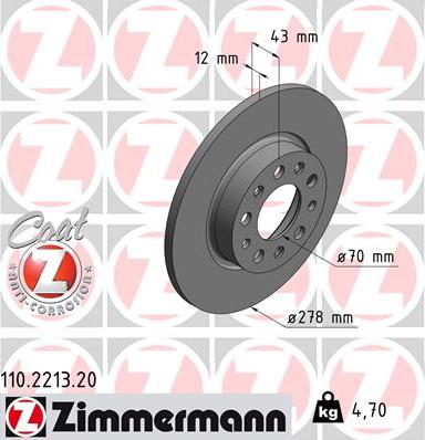 Zimmermann 110.2213.20 - Disco de freno parts5.com