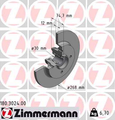 Zimmermann 180.3024.00 - Zavorni kolut parts5.com