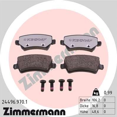 Zimmermann 24496.970.1 - Bremsbelagsatz, Scheibenbremse parts5.com