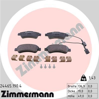 Zimmermann 24465.190.4 - Set placute frana,frana disc parts5.com